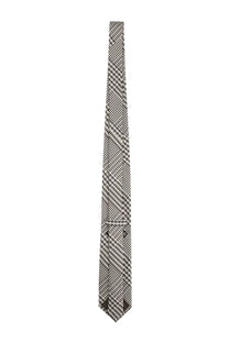 Tom Ford men’s printed silk tie in classic black and white houndstooth pattern with a sharp tailored cut