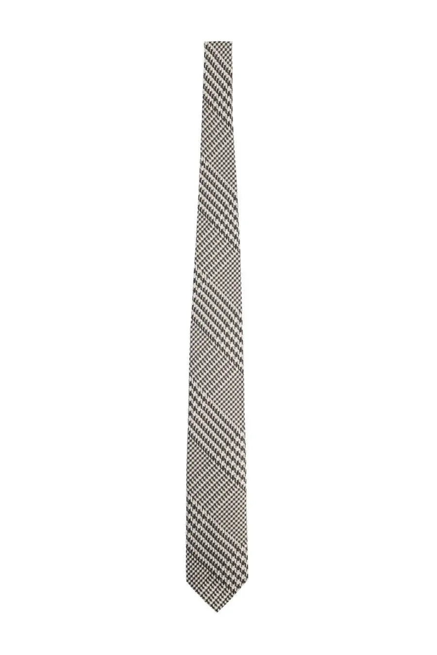 Tom ford men’s printed silk tie multicolor featuring a classic gray and white houndstooth patterned necktie
