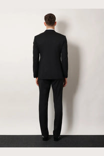 Tom Ford men’s Shelton wool tuxedo black tailored suit with sleek formal design front view