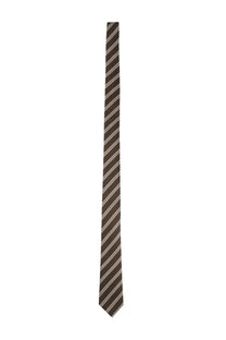 Tom Ford men’s silk tie in green with a sleek brown front featuring fine lighter diagonal stripes