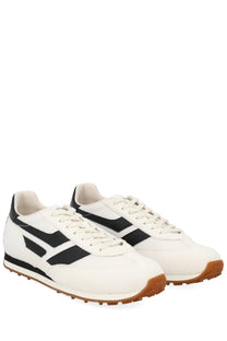 Tom ford men’s sneaker mick white athletic sneakers with black and white suede upper and gum rubber soles in retro style