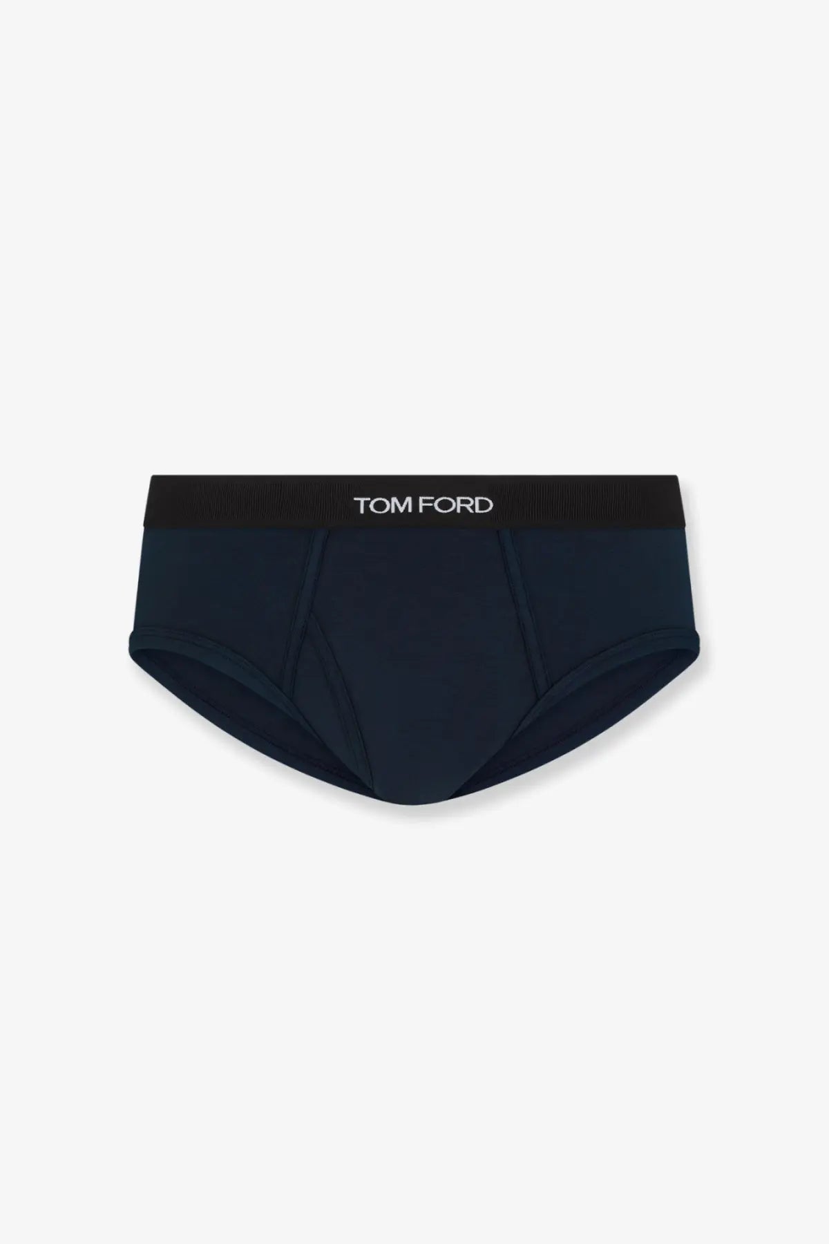 Black tom ford men’s stretch cotton briefs with ribbed waistband featuring white brand logo detail