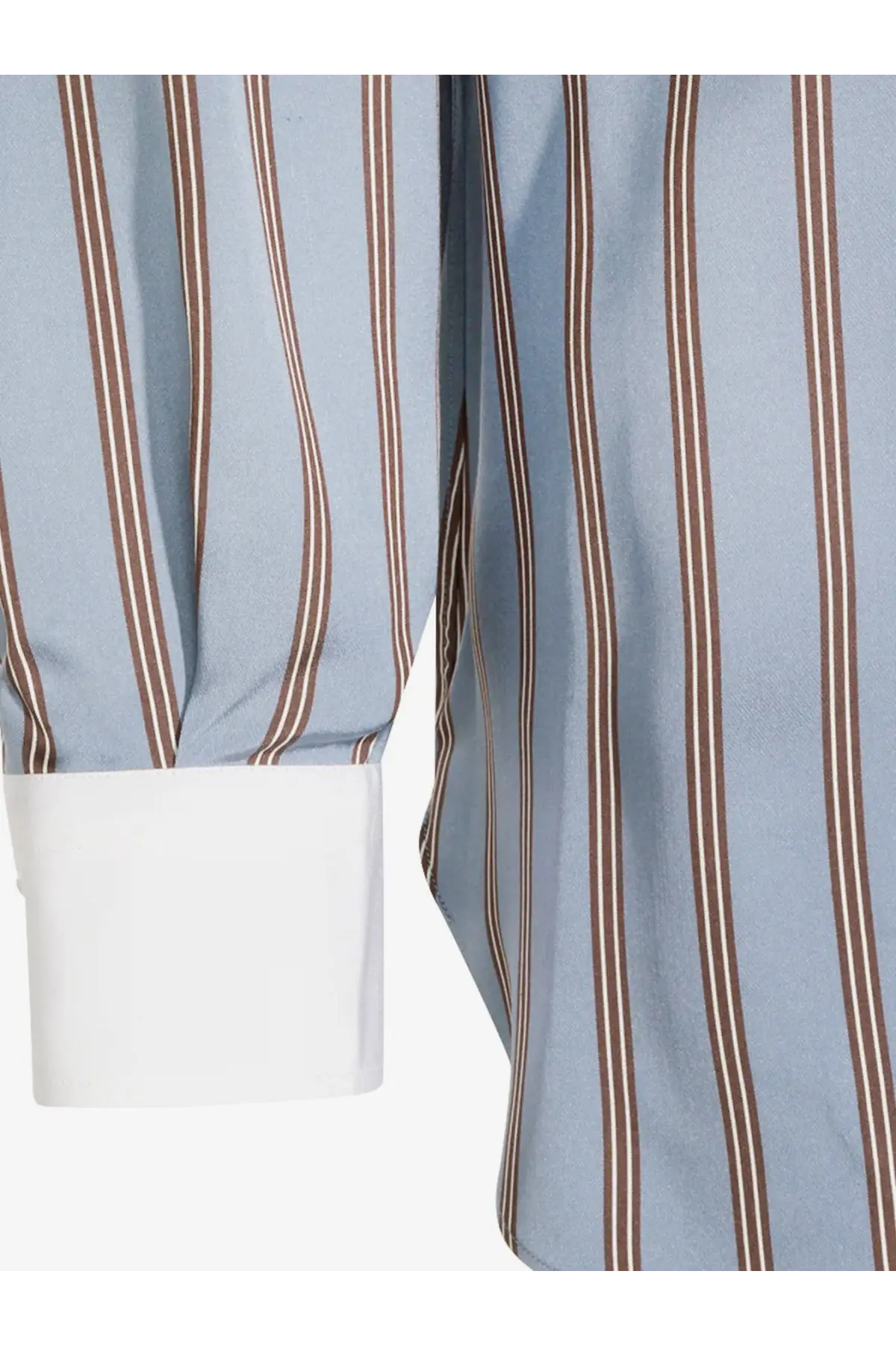 Tom ford men’s striped silk shirt in light blue and brown with a crisp white cuff for formal wear