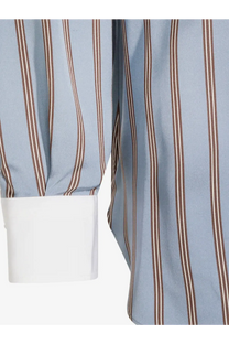 Tom ford men’s striped silk shirt in light blue and brown with a crisp white cuff for formal wear