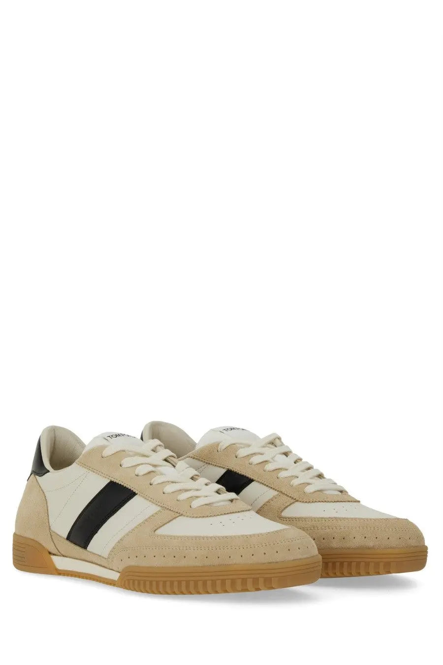 Tom Ford men’s Terence sneaker multicolor beige and black suede low-top sneakers with gum rubber sole