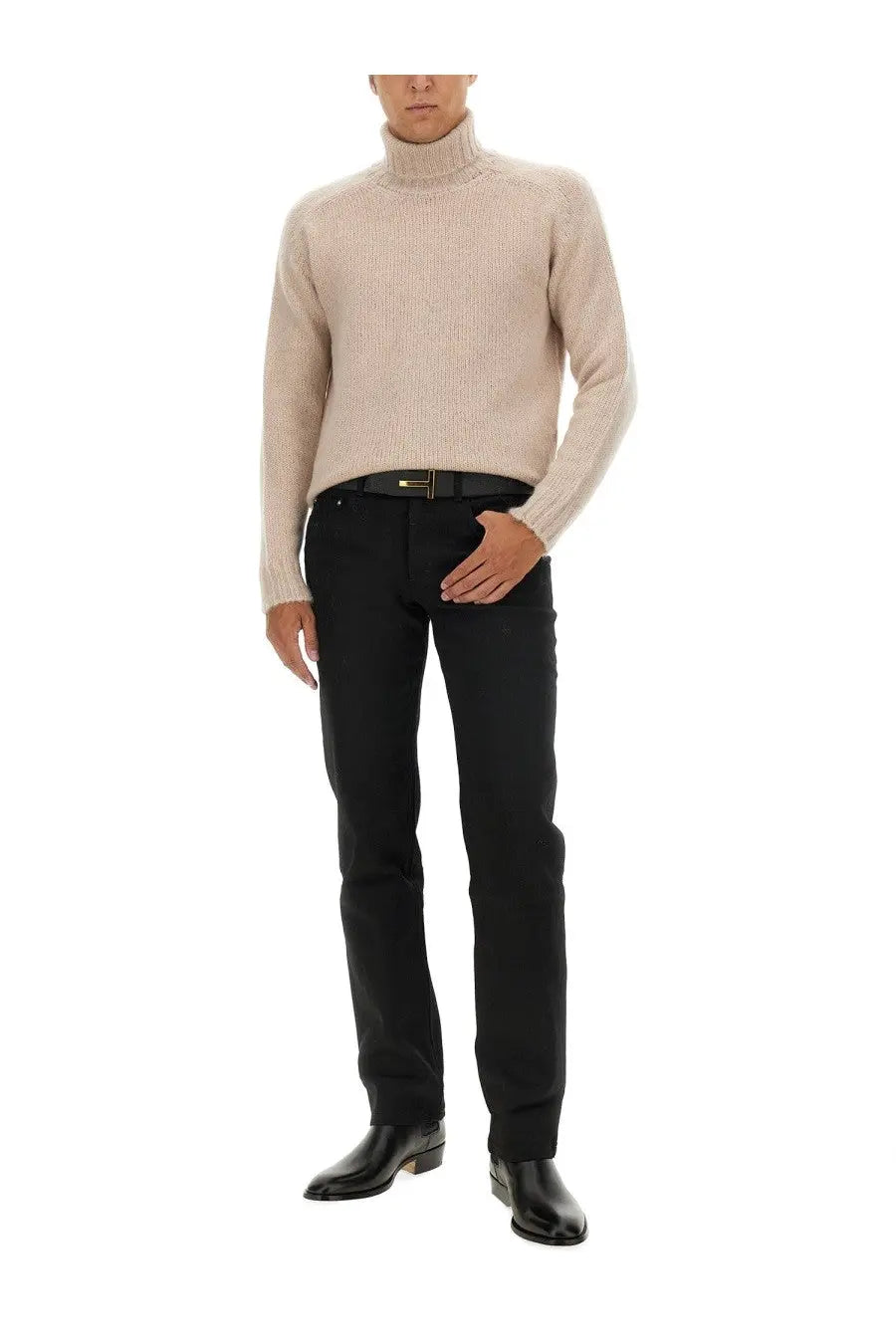 Tom Ford Men's Turtleneck Shirt Beige, view 2