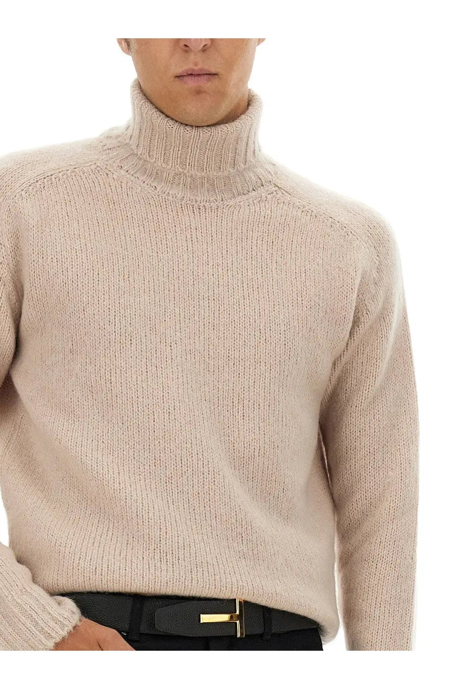 Tom Ford Men's Turtleneck Shirt Beige, view 4