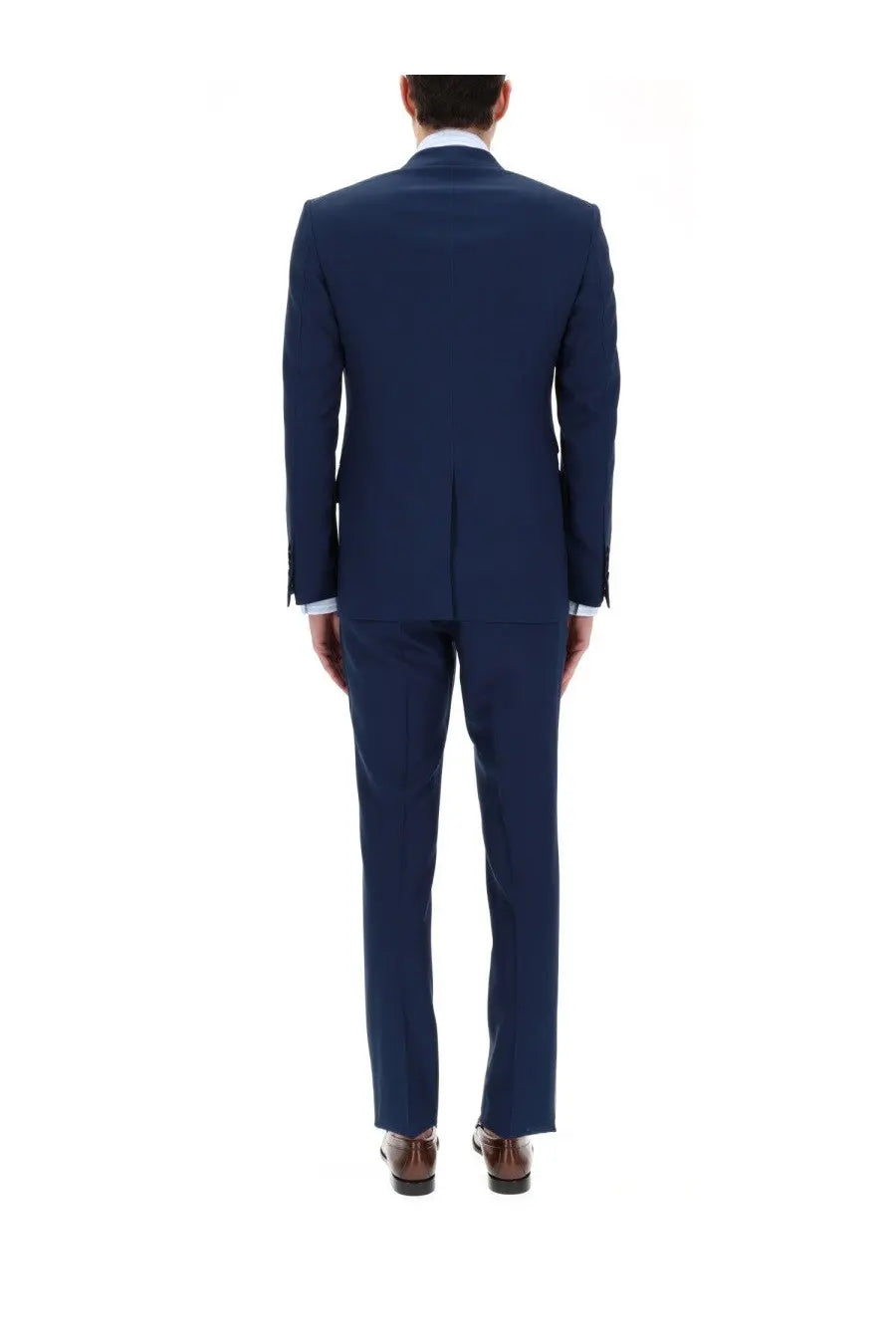 Tom Ford men’s two piece wool dress suit in navy blue with a classic fit and subtle texture