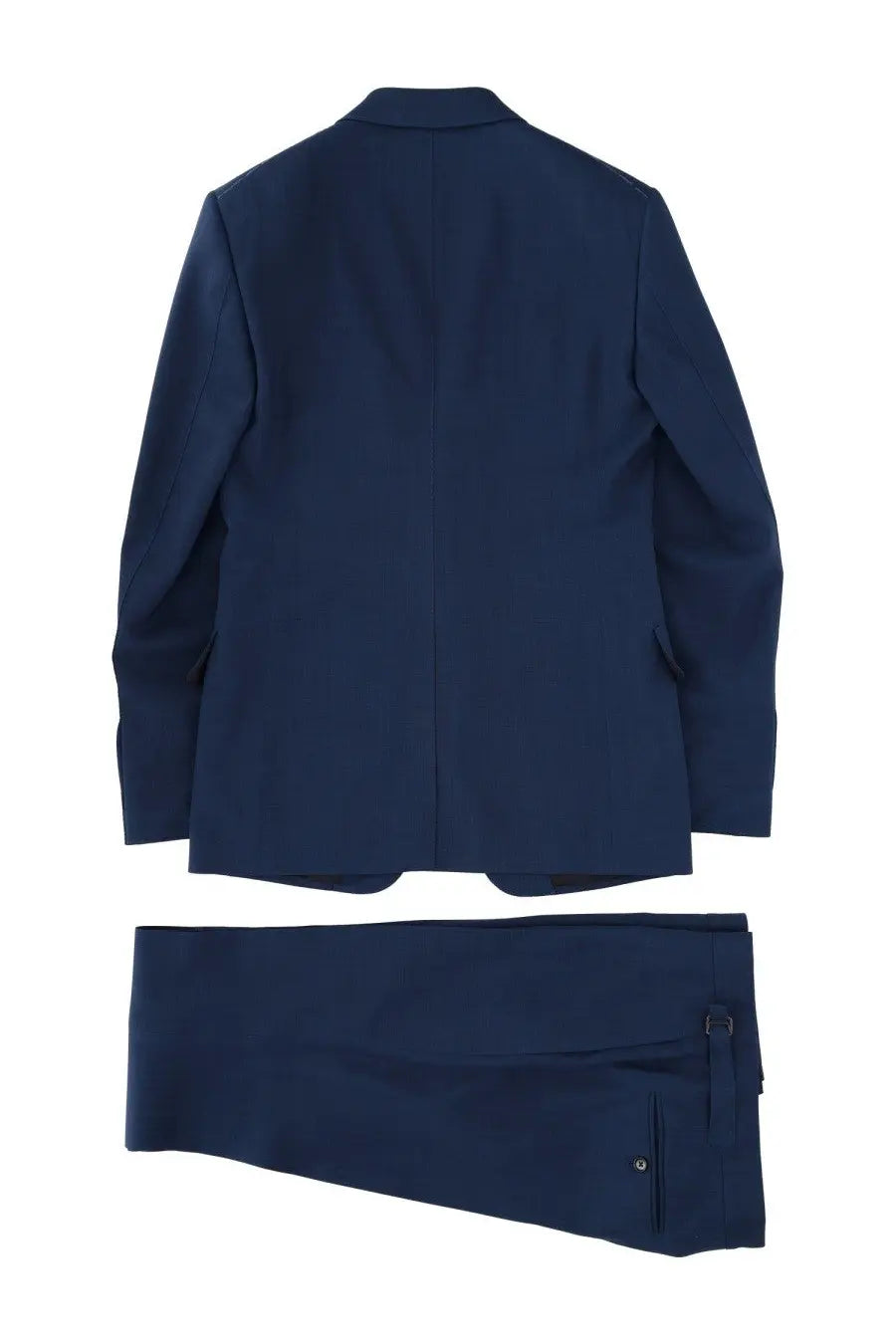 Tom Ford men’s two piece wool dress blue suit with a tailored navy blue sleek modern cut and subtle texture