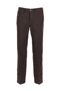 Dark brown tom ford men’s wool dress pants with classic straight-leg cut and subtle stitching details