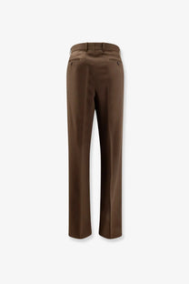 Tom Ford men’s wool trousers in brown with a sleek straight-leg cut and subtle creases