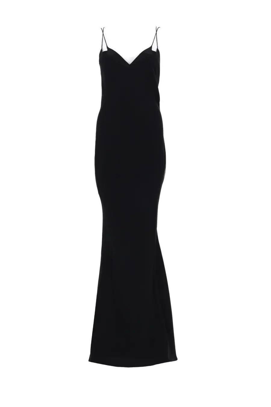 Tom Ford women’s black satin slip dress with thin double spaghetti straps and a flattering v-neckline