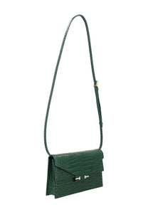 Tom Ford women’s borsa mini in pelle green emerald green crocodile-embossed leather clutch with silver hardware