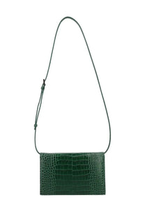 Tom Ford women’s borsa mini crossbody bag in emerald green crocodile-embossed leather with adjustable strap