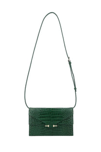 Tom Ford women’s borsa mini shoulder bag in emerald green crocodile skin with silver toned hardware