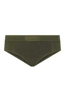 Olive green tom ford briefs with ribbed waistband featuring the brand logo for tom ford women’s boy signature culottes green