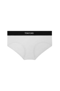 Tom Ford women’s boy signature culottes white featuring white tom ford briefs with black waistband and white logo