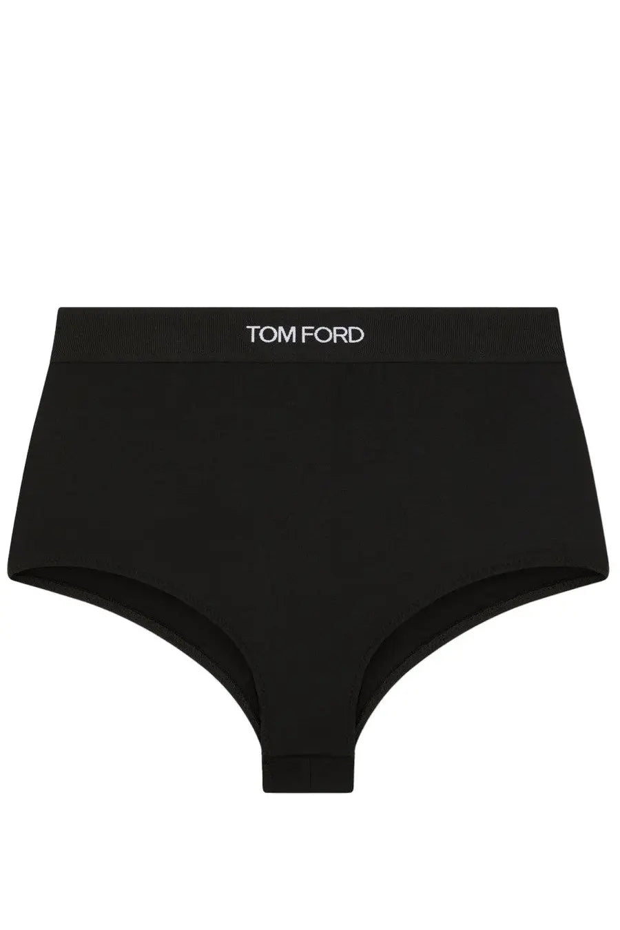 Tom Ford women’s black high-waisted briefs with ribbed waistband featuring white brand logo