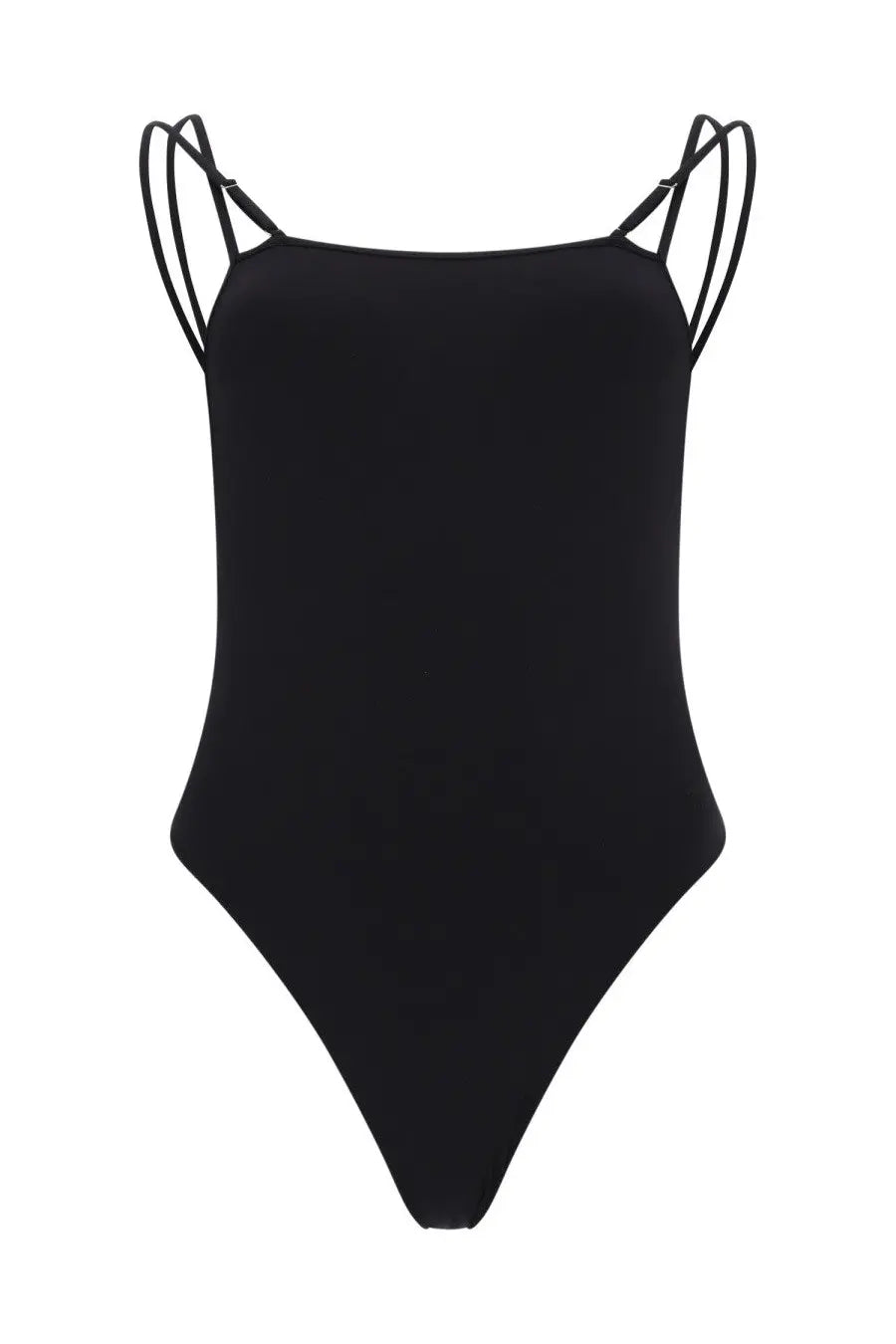 Tom Ford women’s black jersey one-piece swimsuit with thin crisscross shoulder straps for stylish swimwear