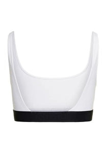 White tom ford women’s designer modal bralette sports bra with black elastic band at the bottom