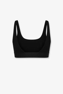 Tom Ford women’s black modal blend sports bra with sleek minimalist design and ribbed band for comfortable support