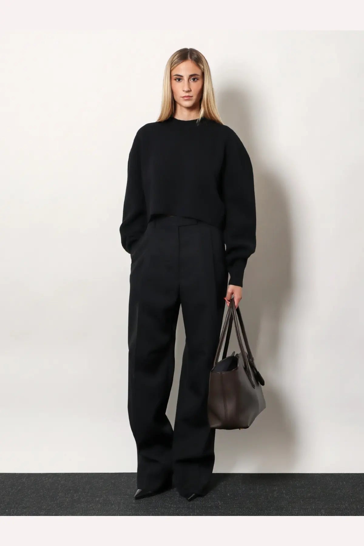 Tom Ford Women's Pleated Wool Trousers Black, view 2