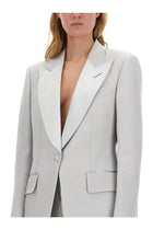 Tom Ford Women's Single Breasted Tuxedo Jacket Bianca Grey, view 4