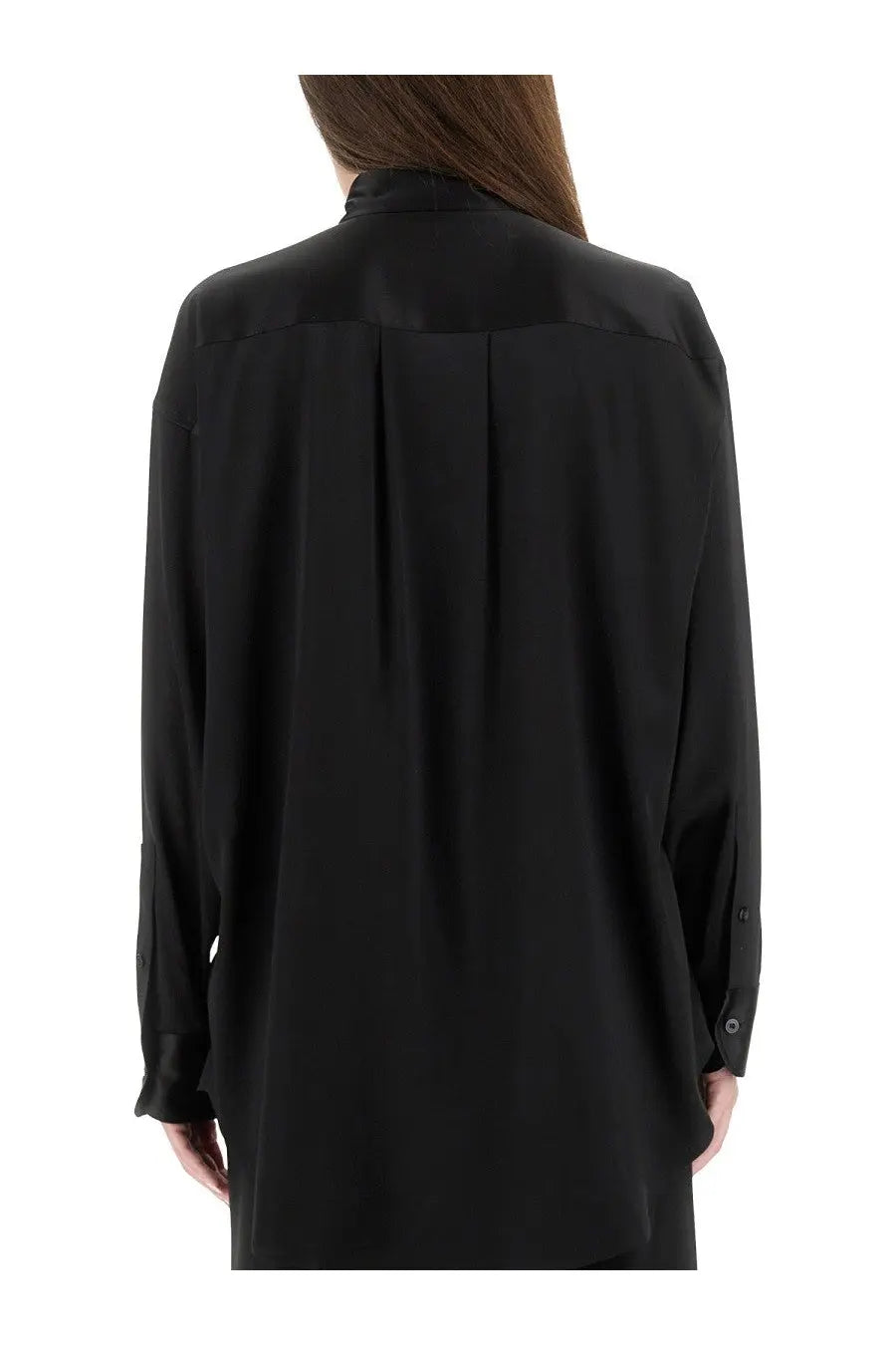 Tom Ford Women's Stretch Silk Satin Shirt Black, view 3