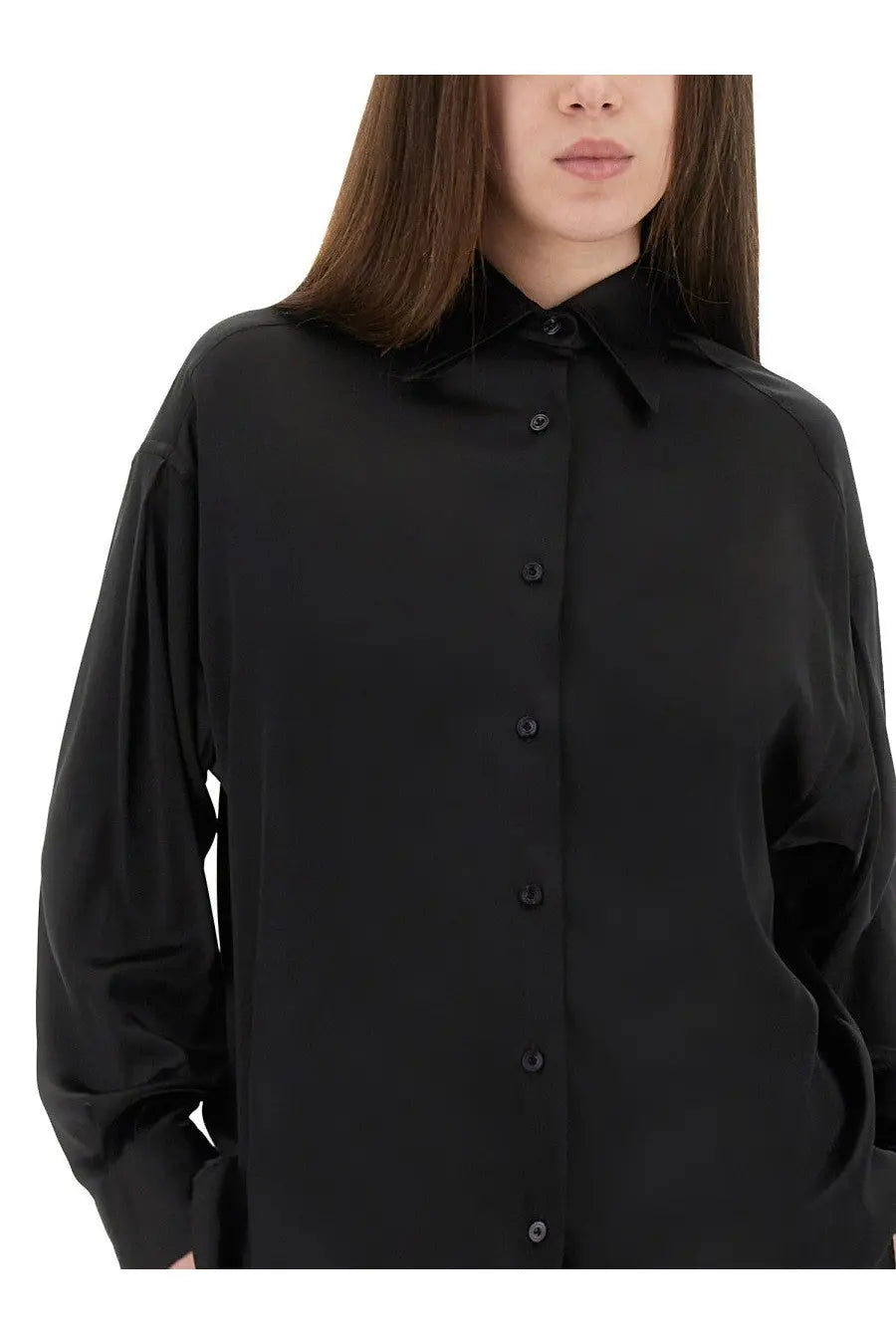 Tom Ford Women's Stretch Silk Satin Shirt Black, view 4