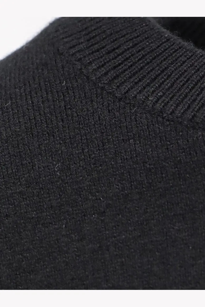 Black ribbed knit collar of tom ford women’s wool and cashmere sweater showcasing soft luxury and warmth