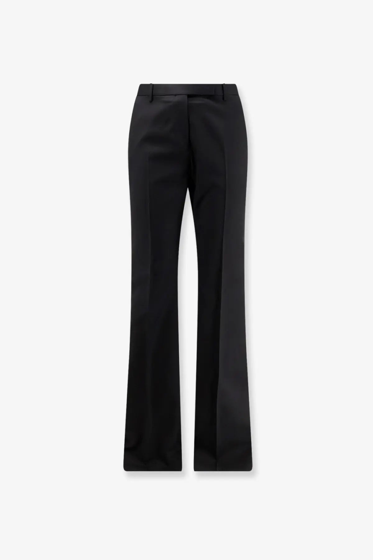 Black tailored Tom Ford women’s wool and silk trousers with straight-leg cut and subtle waistband pleats