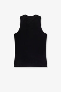 Tonywack men’s black sleeveless tank top made of lyocell blend with a simple solid design