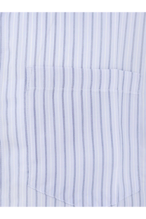 Tonywack men’s lyocell shirt blue with crisp white fabric Navy blue vertical stripes and a stitched chest pocket