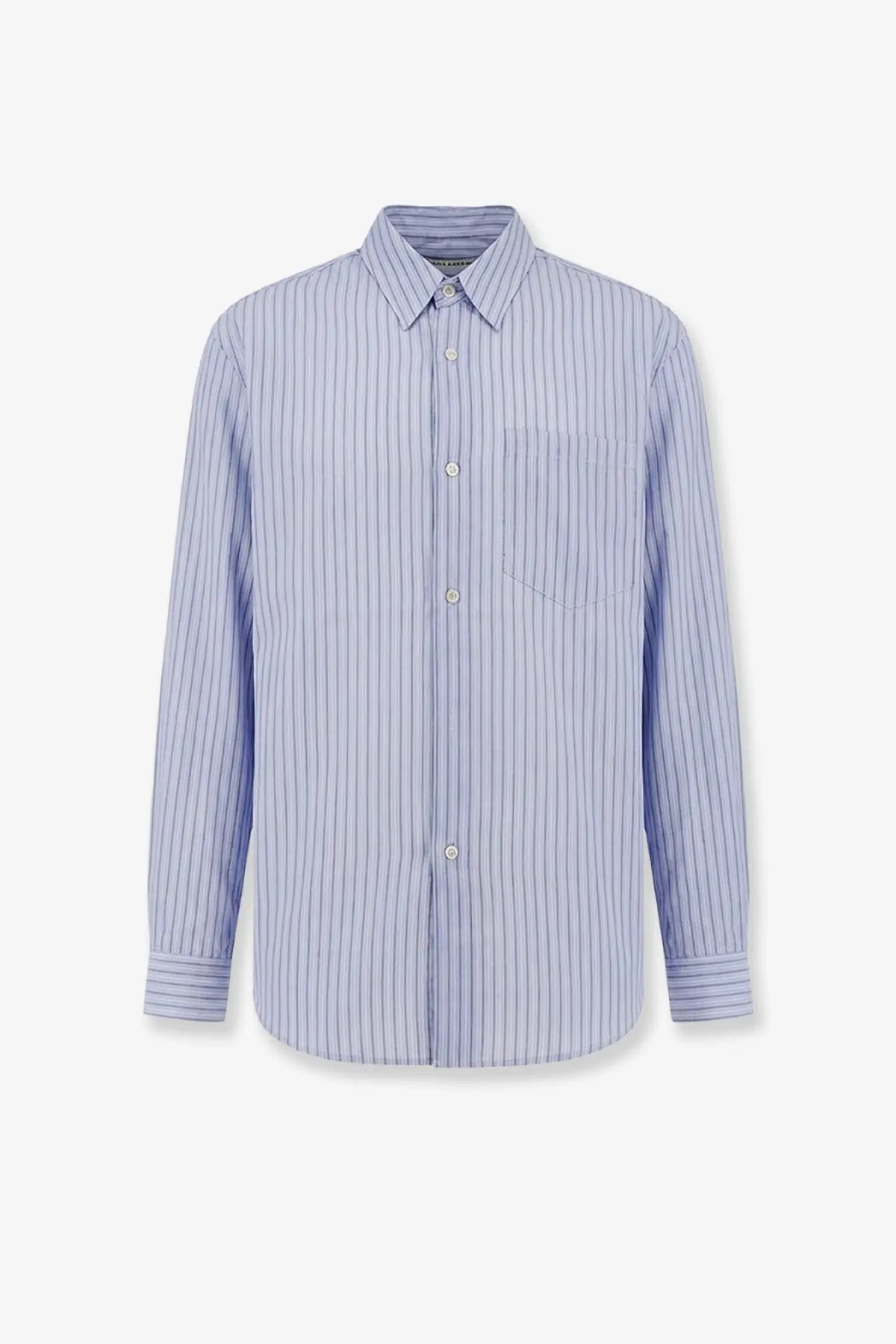 Tonywack men’s lyocell shirt blue with light blue and white vertical stripes long sleeve button down with classic collar