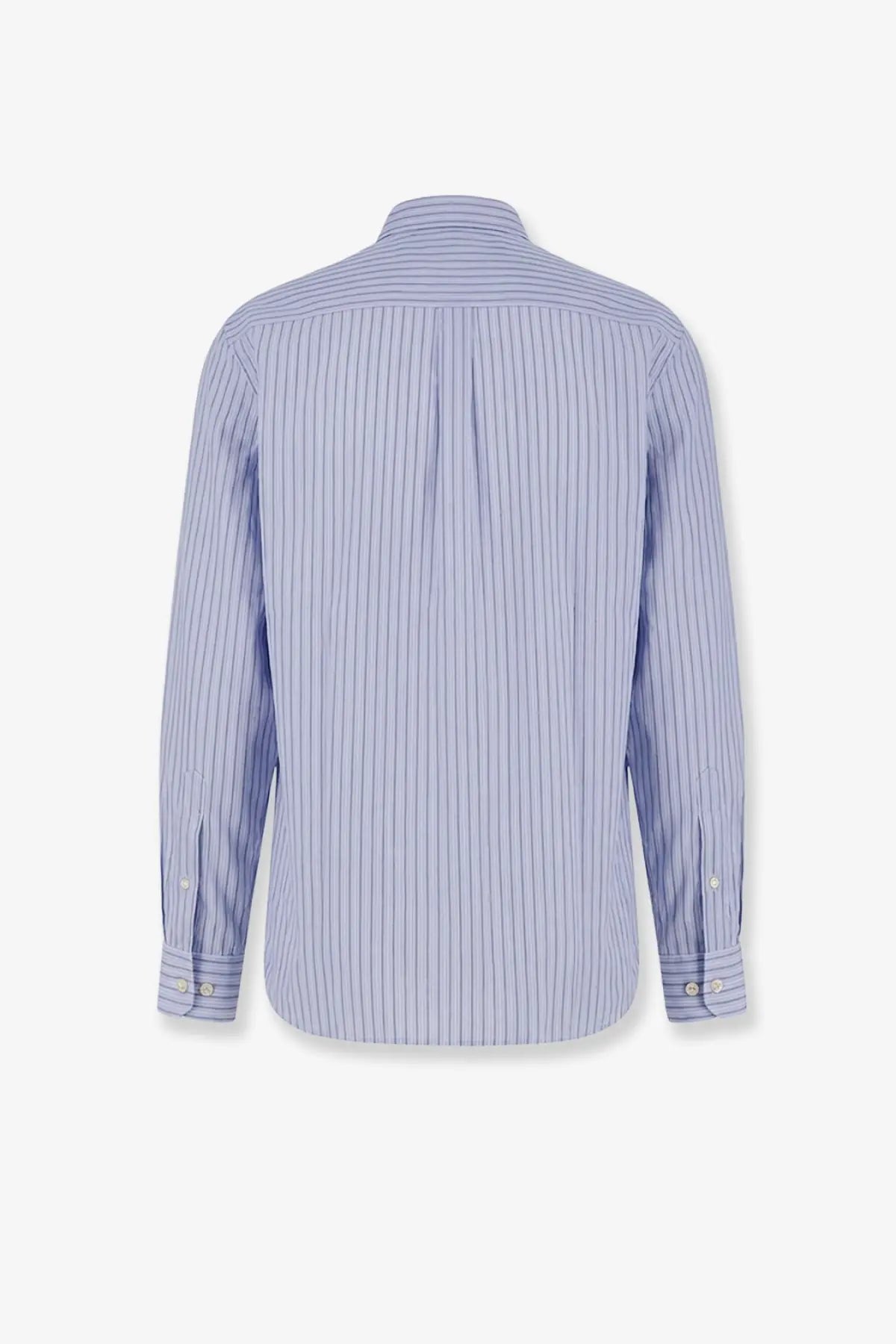 Tonywack men’s lyocell shirt blue with light blue and white vertical stripes and a classic collar long-sleeved design