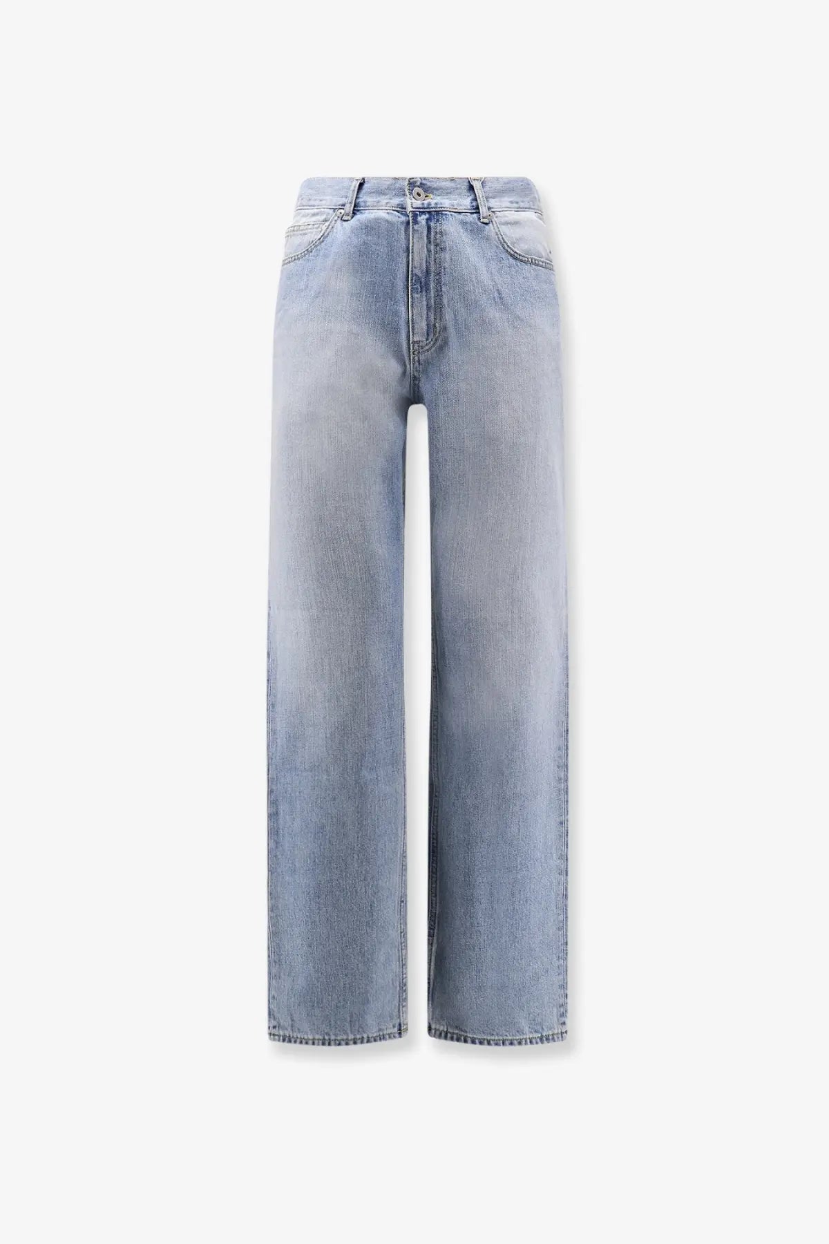 Tonywack men’s straight fit blue cotton jeans with light-wash wide-leg cut and classic five-pocket design
