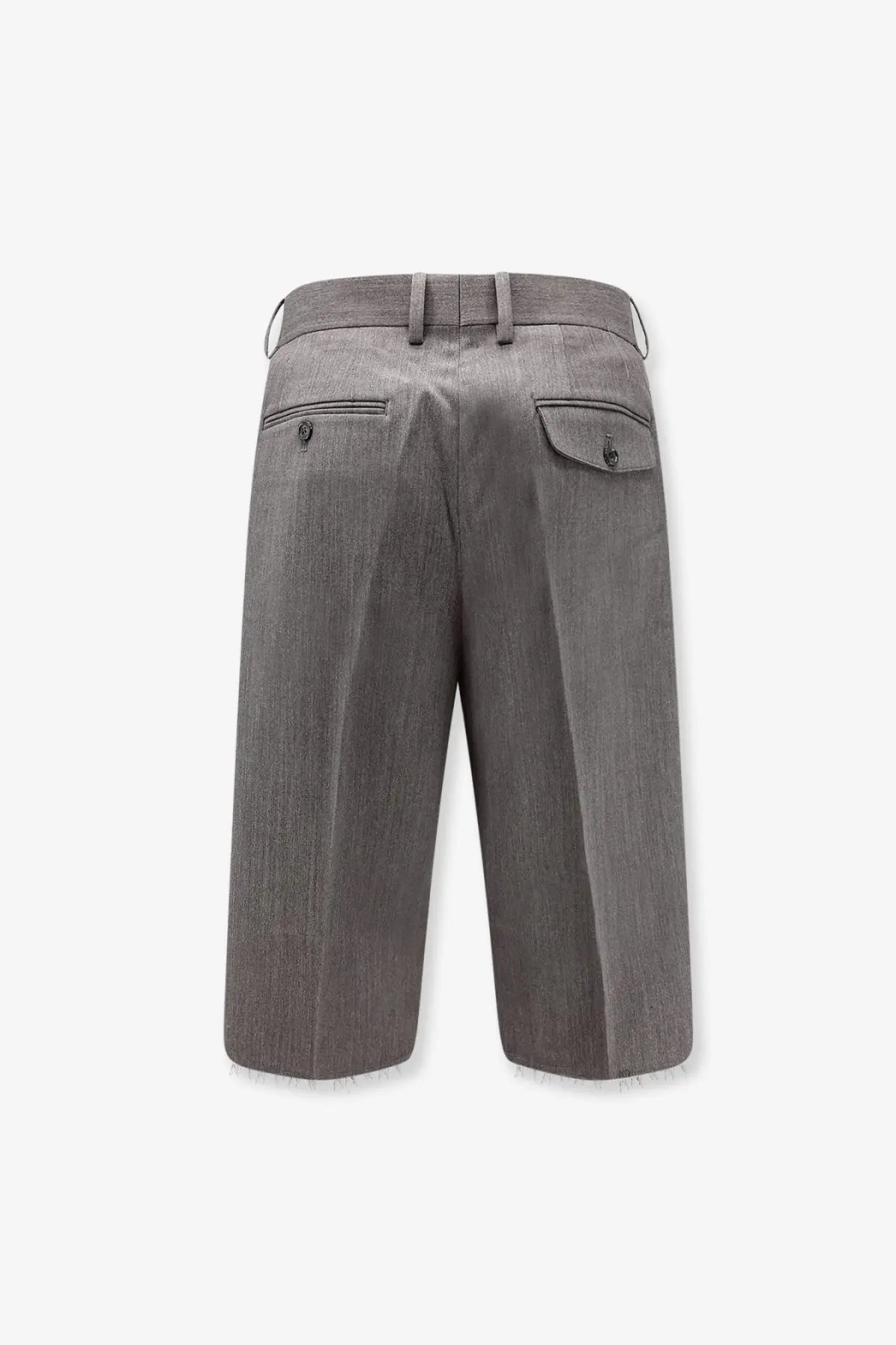 Tonywack men’s wool blend bermuda shorts in grey with a textured linen look and subtle herringbone pattern with two pockets