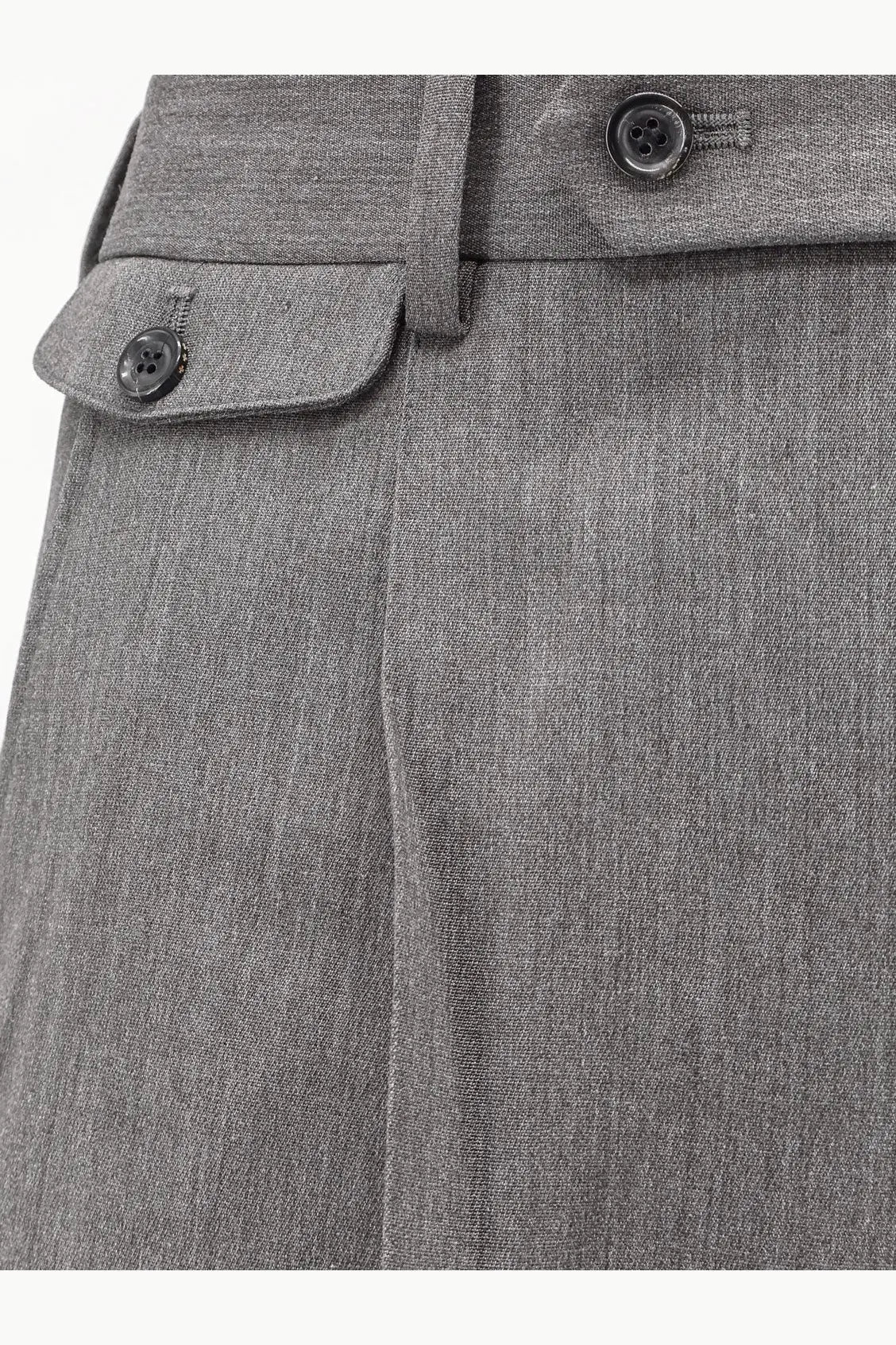 Tonywack men’s wool blend bermuda shorts in grey with gray textured fabric and dark button closures