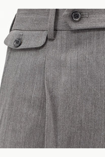 Tonywack men’s wool blend bermuda shorts in grey with gray textured fabric and dark button closures