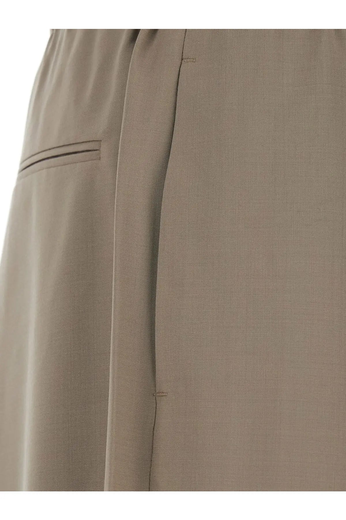 Tonywack men’s wool blend beige trousers featuring subtle texture and clean minimalist linen design