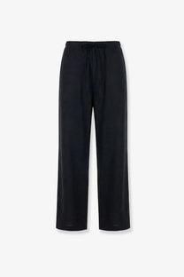 Tonywack men’s black wool blend wide-leg trousers with a drawstring waistband for comfortable wear