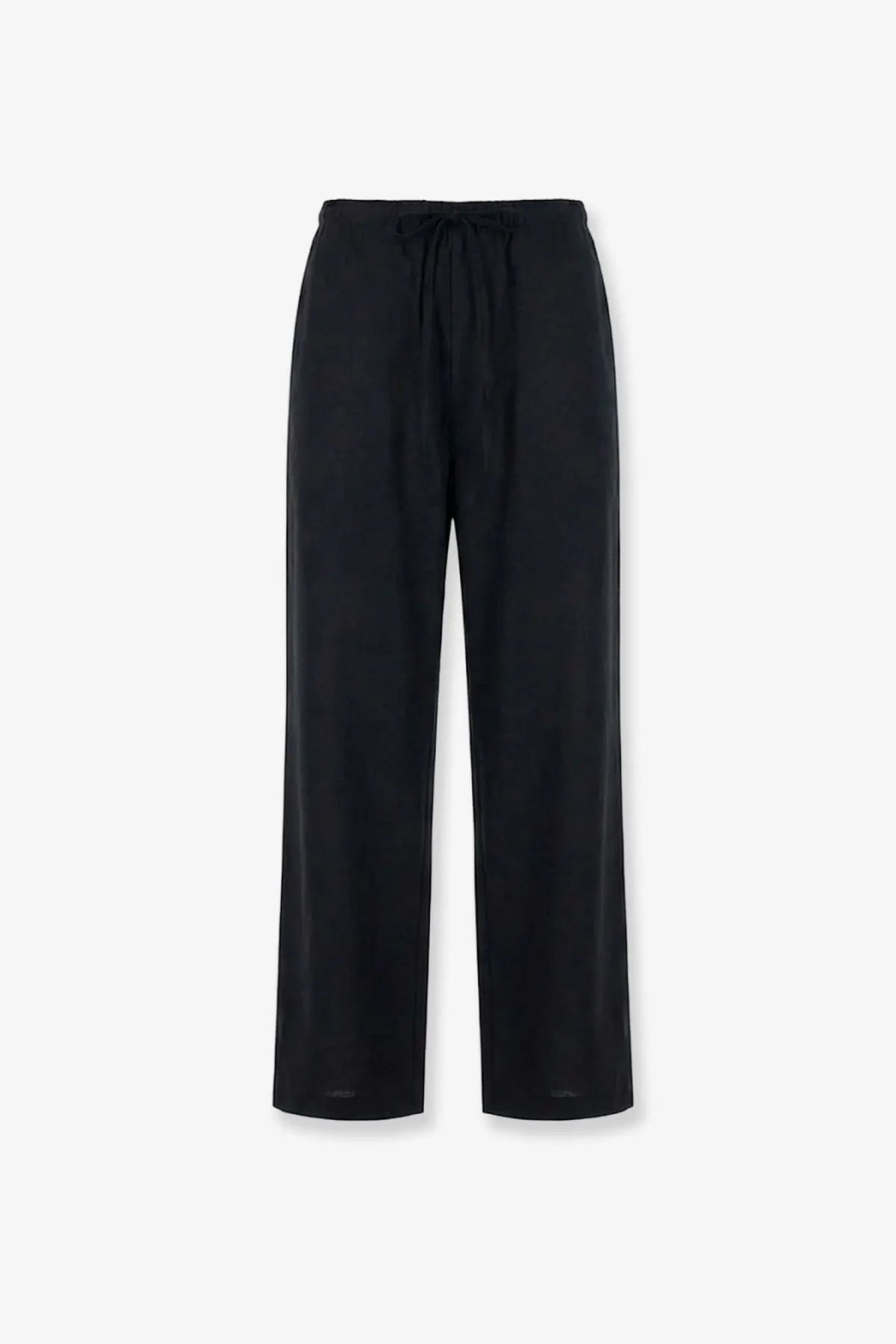 Tonywack men’s black wool blend trousers with wide-leg fit and drawstring waistband for comfortable wear