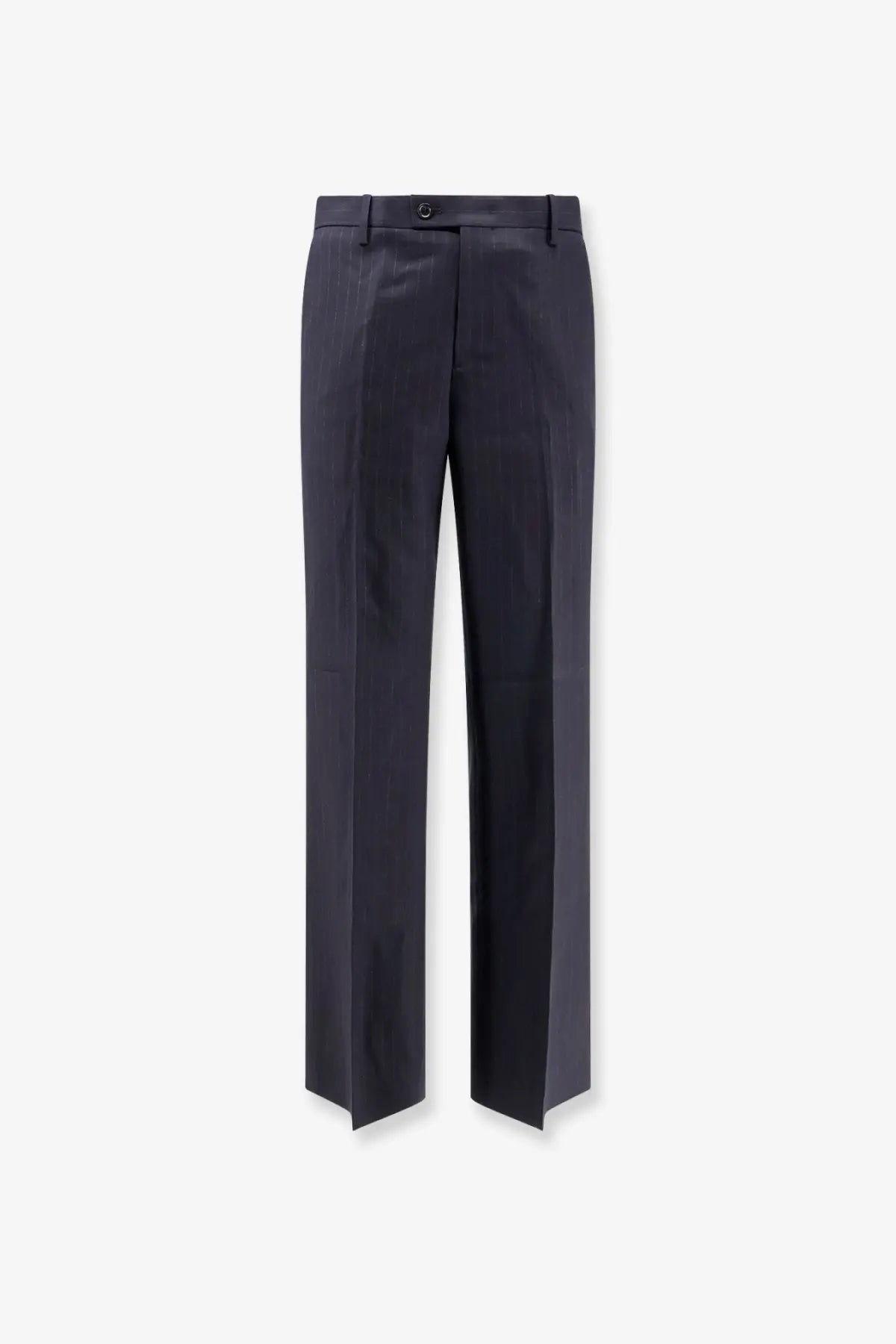 Tonywack unisex wool blend pinstriped trousers in dark gray with tailored straight-leg cut and subtle front pleats