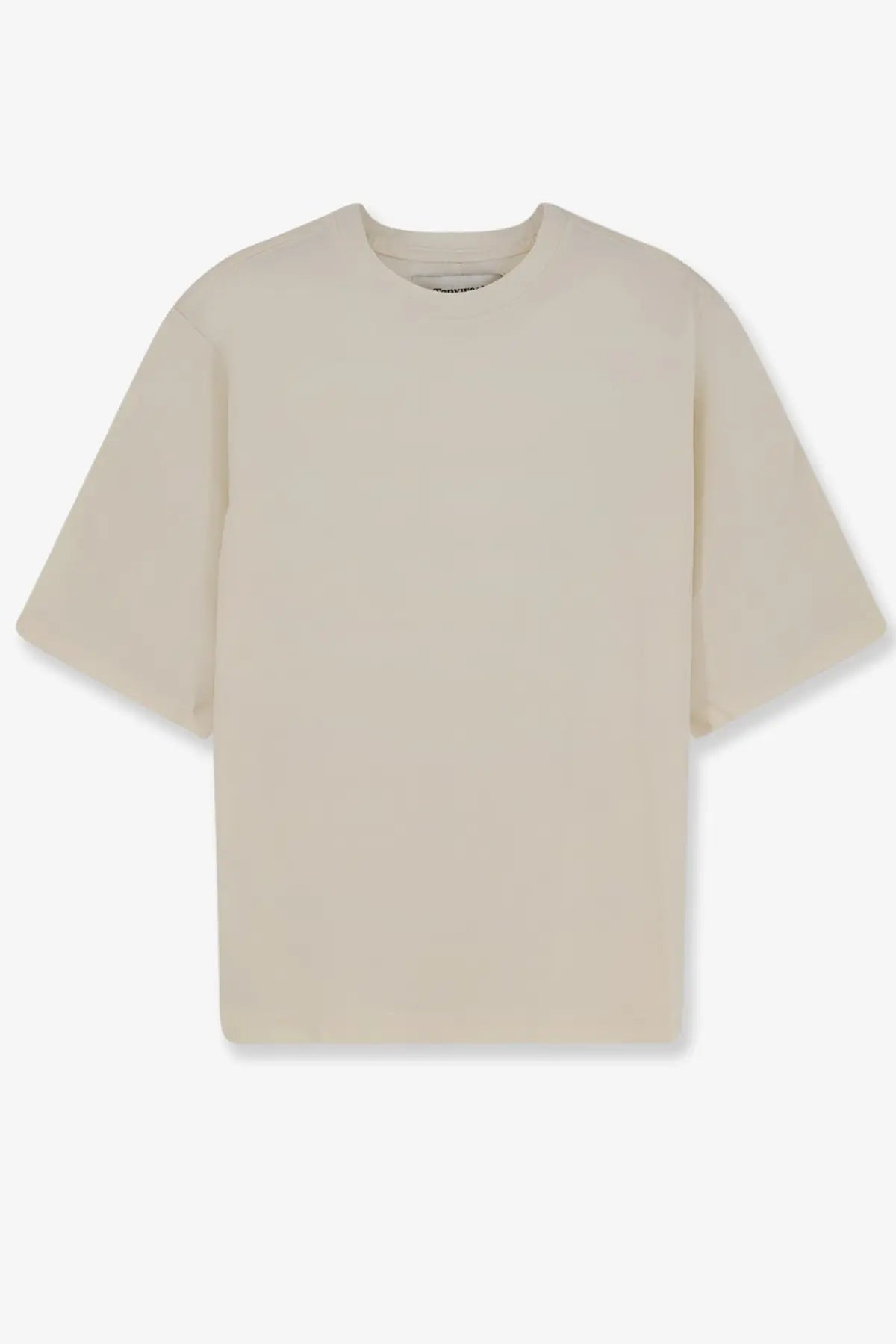 Tonywack women’s cream-colored minimalist crewneck t-shirt with relaxed fit and soft cotton blend fabric