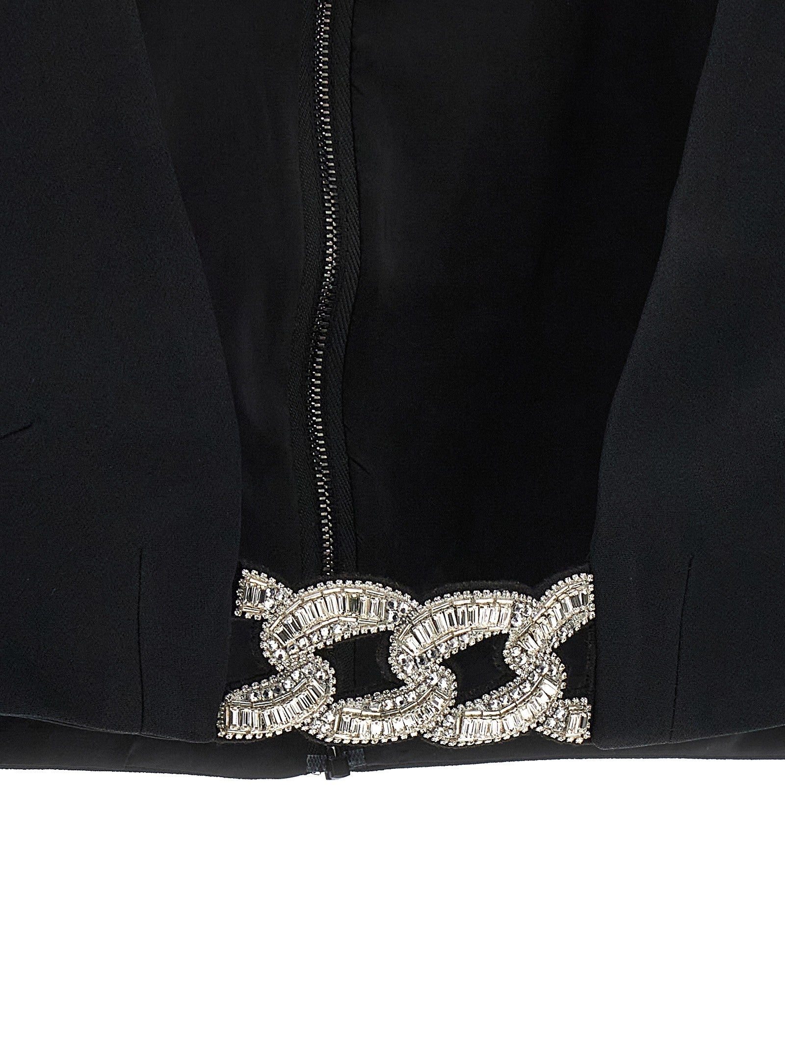 David Koma Top 3D Crystsal Chain and Square Neck Black