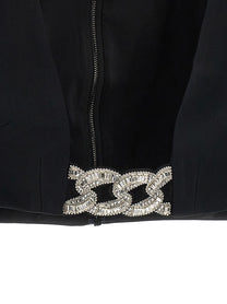David Koma Top 3D Crystsal Chain and Square Neck Black