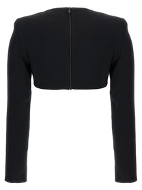 David Koma Top 3D Crystsal Chain and Square Neck Black