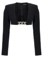 David Koma Top 3D Crystsal Chain and Square Neck Black