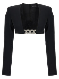 David Koma Top 3D Crystsal Chain and Square Neck Black