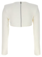 David Koma Top 3D Crystsal Chain and Square Neck White, view 2